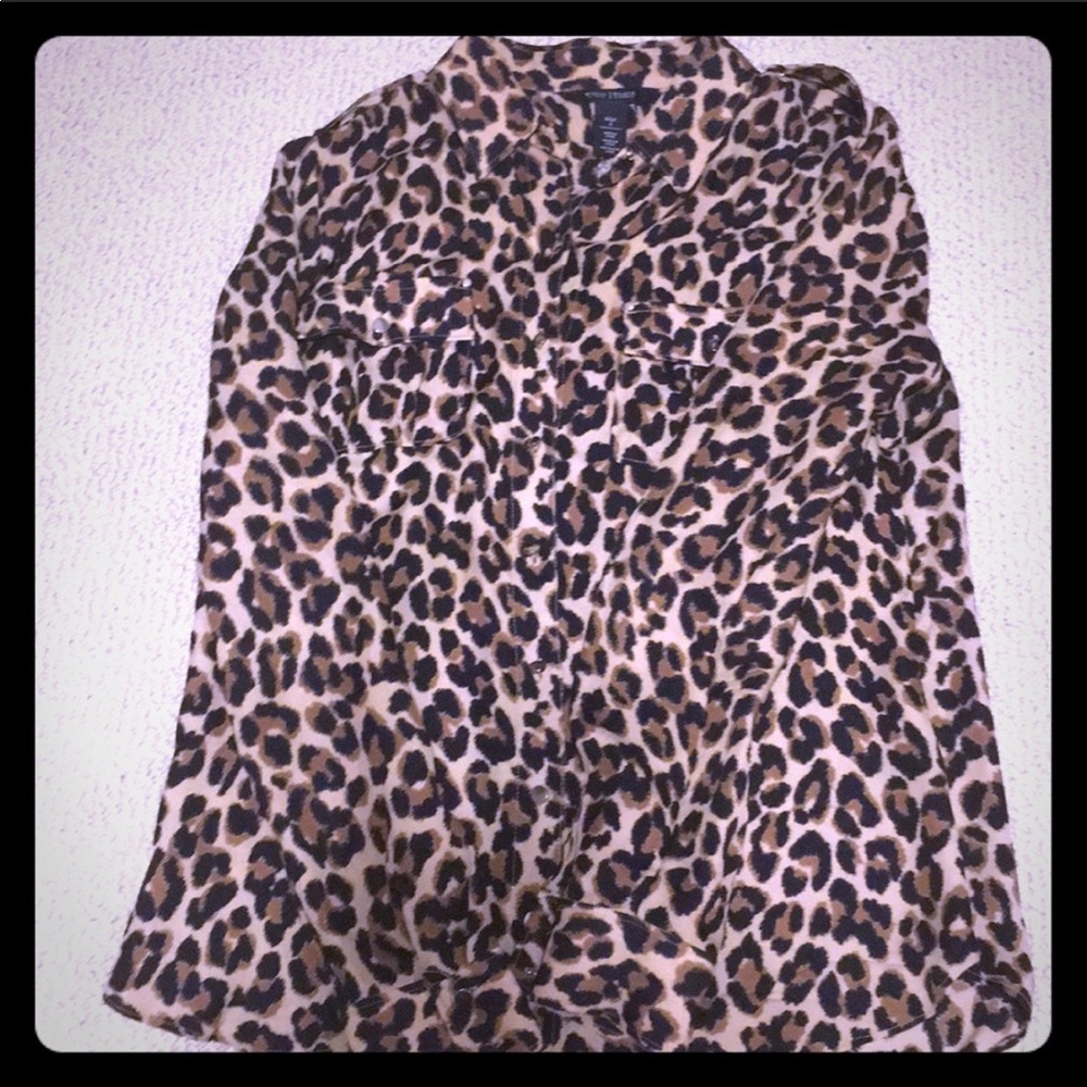 WHBM Silk Cheetah Blouse